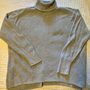 J.Crew Women’s Ribbed Cotton-Cashmere Relaxed Turtleneck – Large